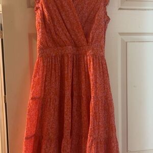 Floral Sleeveless Orange Dress